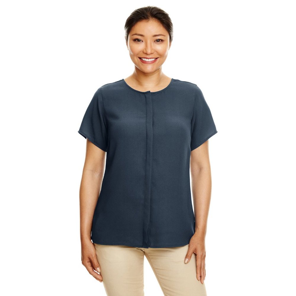Ladies' Perfect Fit™ Short-Sleeve Crepe Blouse | Navy